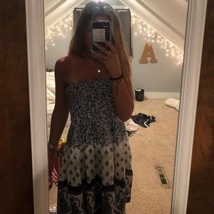 strapless floral dress